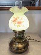 Fenton hand painted lamp. Artist Linda Fleming