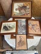 5 framed American wildlife art prints