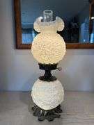 Fenton white poppy Gone With The Wind lamp. 23" tall GWTW