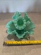 Fenton green opalescent hobnail epergne. Uranium