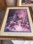 5 large framed floral art prints