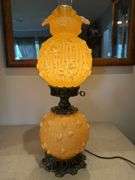 Fenton butterscotch cabbage rose GWTW lamp
