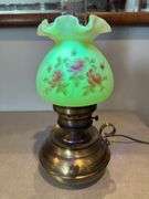 Fenton hand painted lamp. Artist Linda Fleming