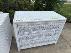 Rattan dresser, mirror and stand