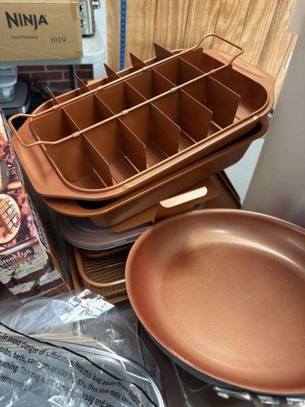 Large lot of copper chef pots and pans, etc