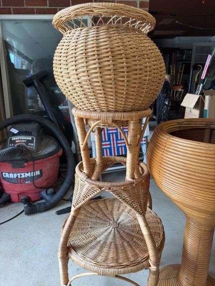 Wicker or rattan plant stands