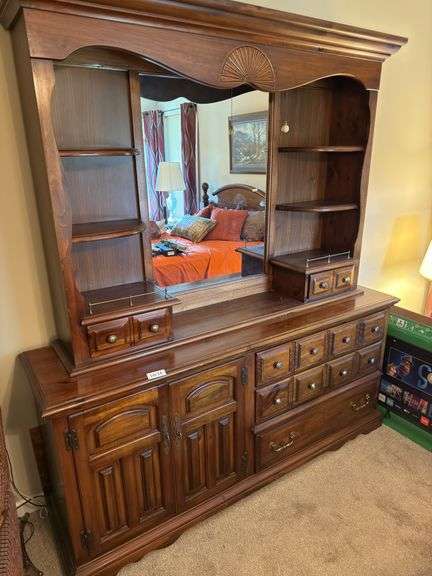 Wood dresser with mirror