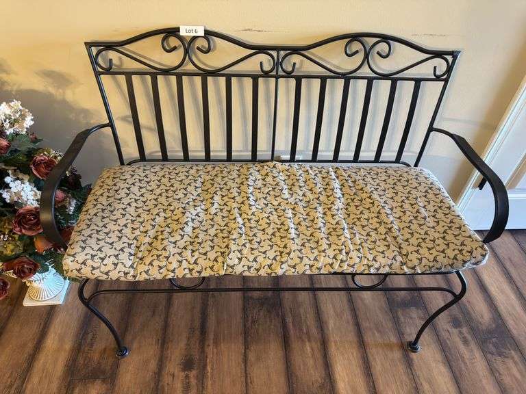 Metal bench with cushion