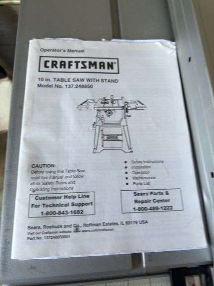 Craftsman 10” table saw