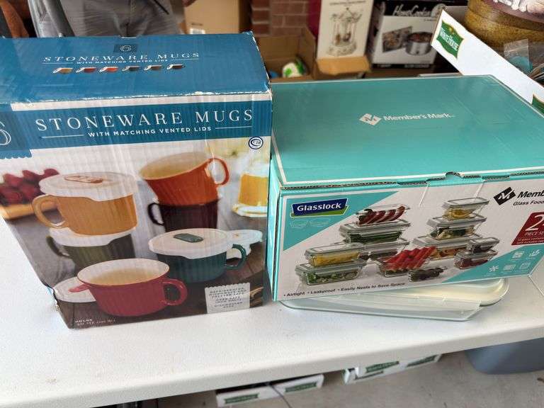 Stoneware mugs and containers