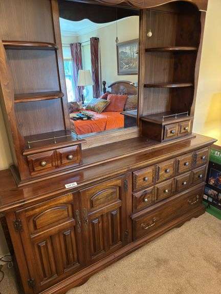 Wood dresser with mirror