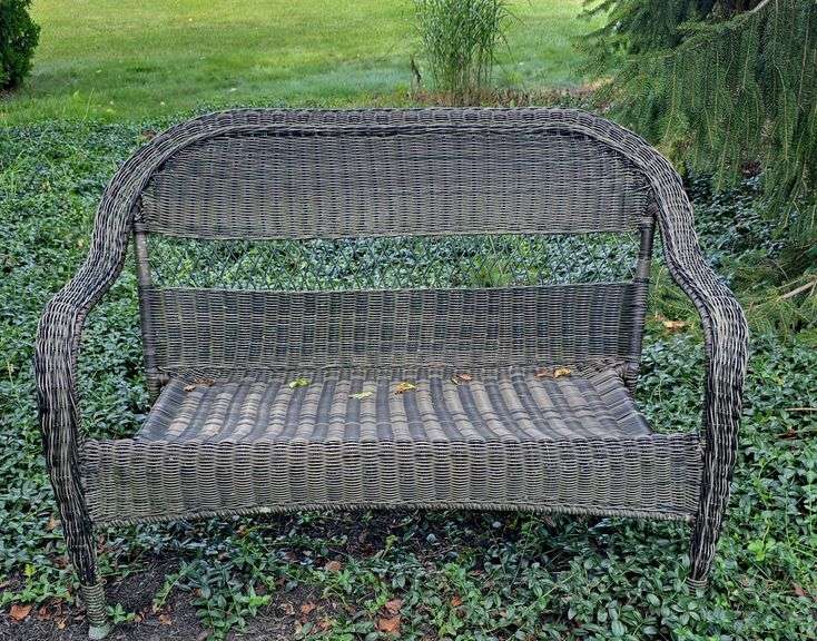 Wicker outdoor bench