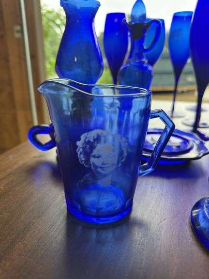 Large lot of cobalt blue glassware