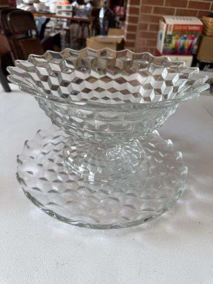 Fostoria American footed bowl and underplate