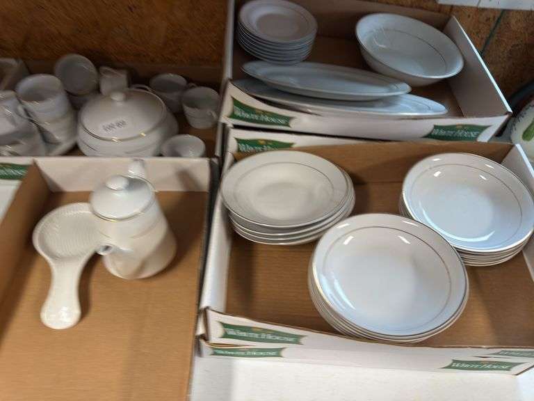 Large set of Emily Gold china. Service for at least 10