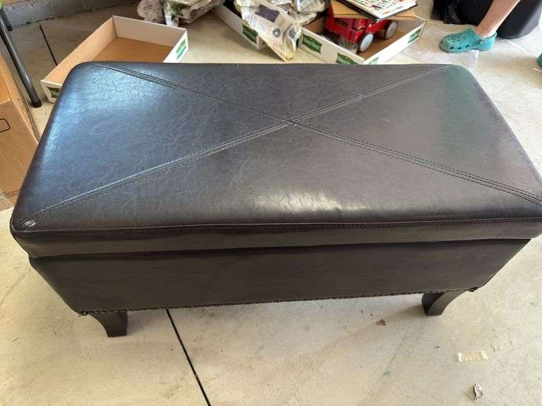 Leather storage ottoman