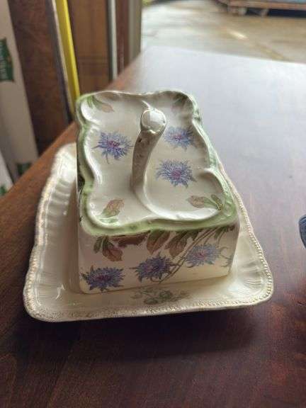 Antique cheese dome and serving dish
