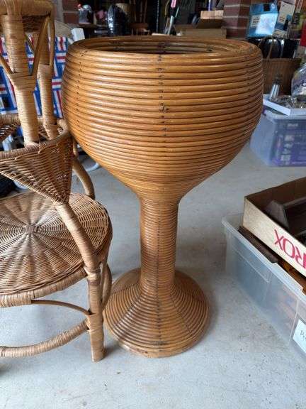Wicker or rattan plant stands