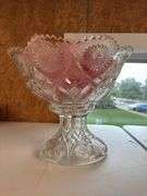 Glass punch bowl with cups