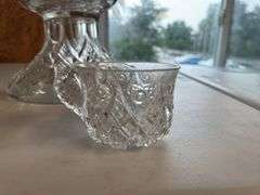 Glass punch bowl with cups
