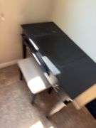 Dressing table with mirror and stool