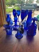 Large lot of cobalt blue glassware