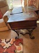 Set of 3 end tables with slate tops 14” wide by 23” deep by 25” tall