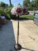 Stained glass style rose floor lamp