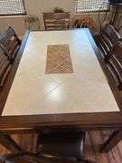 Dining table with 6 chairs. 41” wide x 64” long x 30” tall