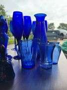 Large lot of cobalt blue glassware