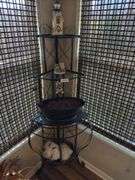 Plant stand with contents. 64” tall. Fits in corner