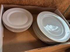 Large set of Emily Gold china. Service for at least 10