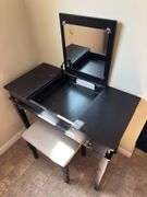 Dressing table with mirror and stool