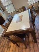 Dining table with 6 chairs. 41” wide x 64” long x 30” tall