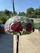 Stained glass style rose floor lamp