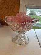 Glass punch bowl with cups