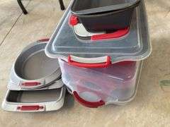 Lot of baking pans and covered kitchenware