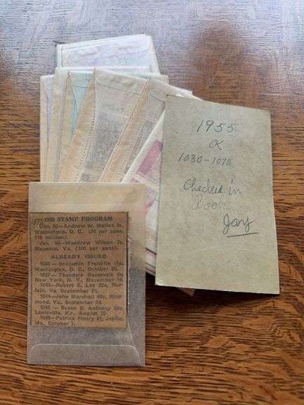 1955 postage stamp blocks. 1030-1072 per decedent’s notes image