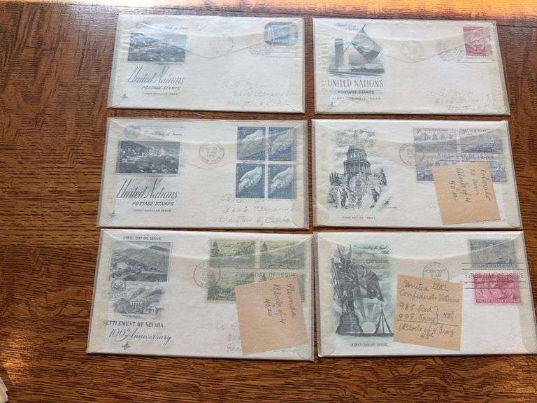 1951 First Day Issue envelopes with stamps. United Nations image