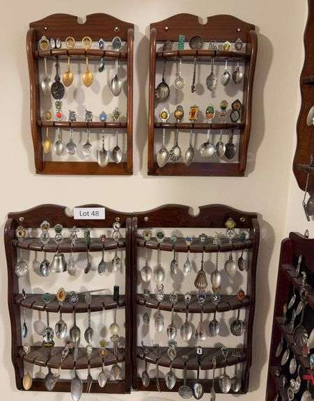 Collector spoons in racks. At least 100 of them. May contain some sterling, but not searched