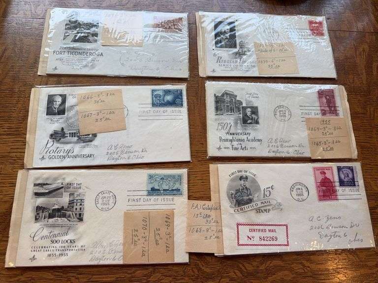 1955 first day envelopes with postage image
