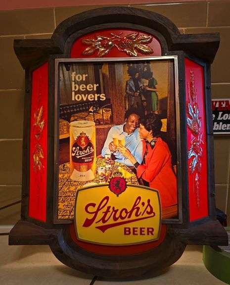 Stroh's Beer tri sided sign