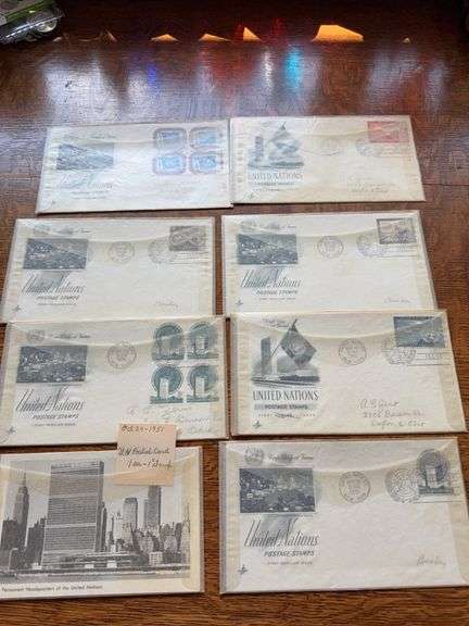 1951 United Nations postcard and envelopes image