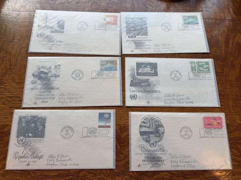 1964 first day issue envelopes with postage image