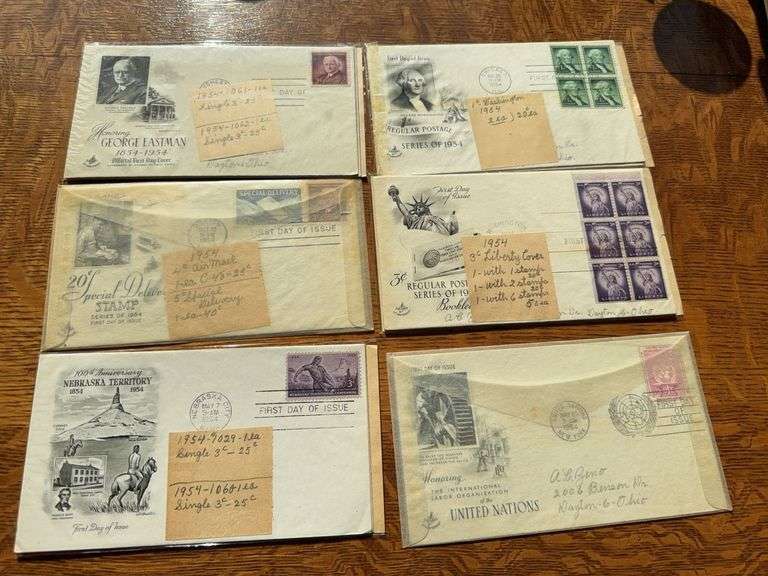 1954 first day issue envelopes with postage image
