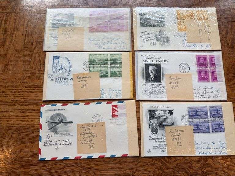 1950 envelopes with stamps. First day issues image
