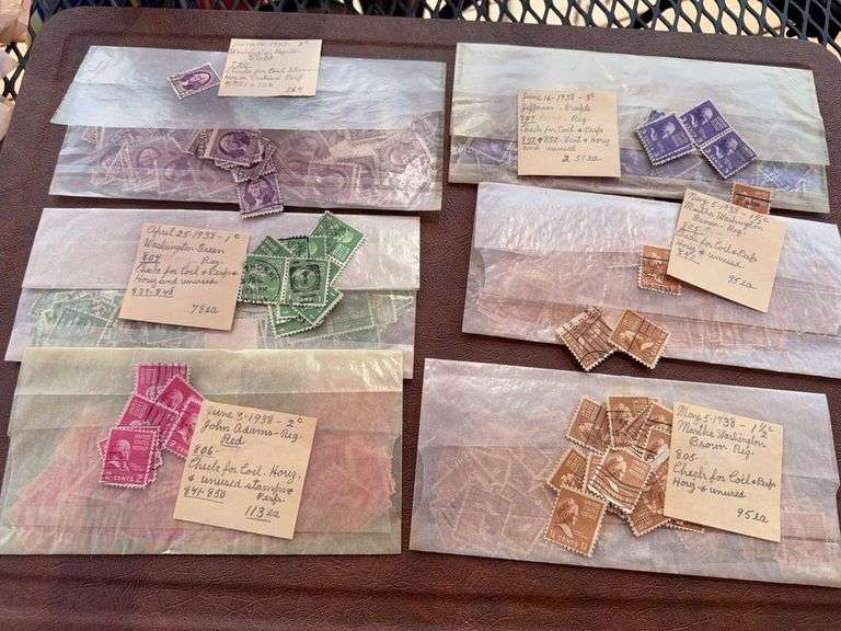 George Washington, Martha Washington and John Adams stamps. Most postmarked image