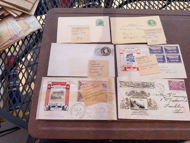 Early postcards with postage. image