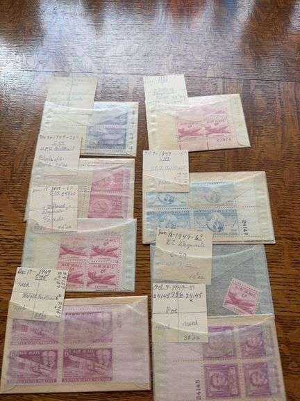 1949 US Postage stamps. Many air mail. Unused image