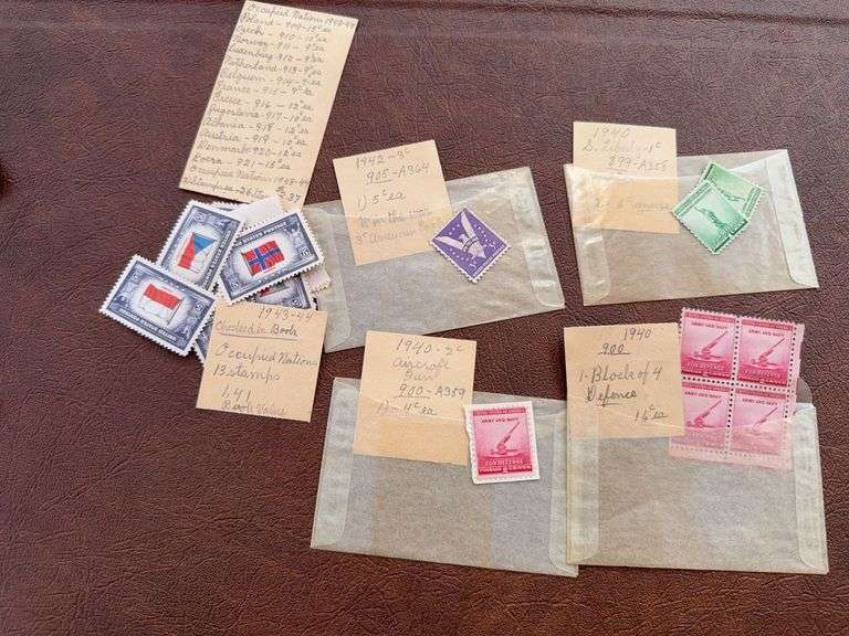 Occupied nations, other 1940s era stamps. Planes, military, Iwo Jima, United Nations. Army, Navy image